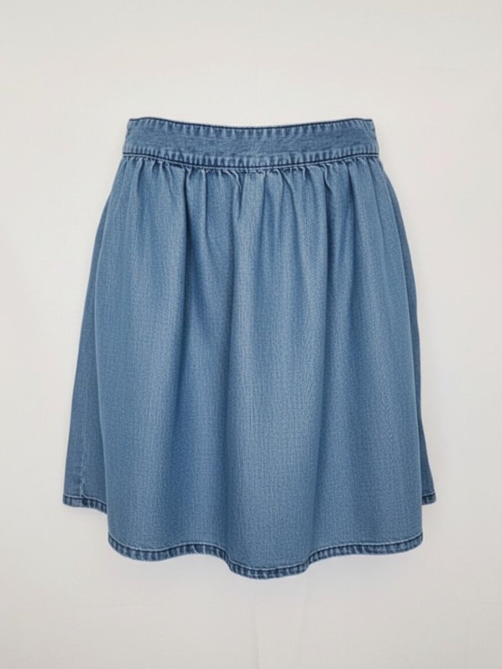 Madewell Women 8 Full Mini Skirt Chambray 100% Lyocell Faded Indigo Blue Denim